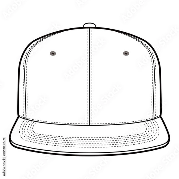 Fototapeta Snapback Cap Technical Drawing Front View Flat Brim

