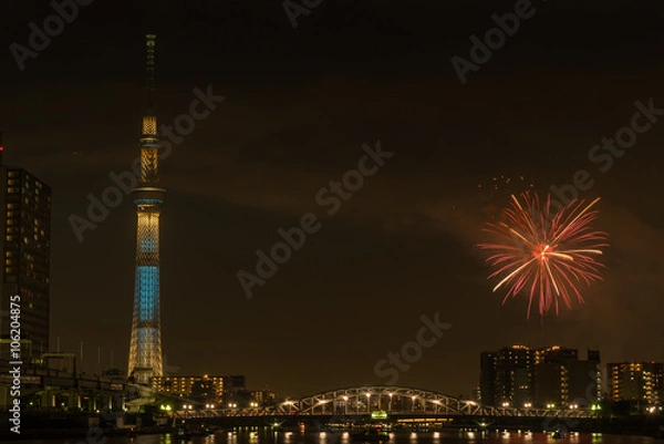 Obraz Sumida river Firework on summer in Japan