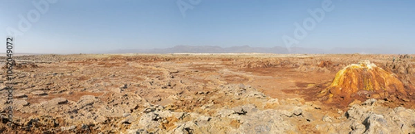Fototapeta Hydrothermal field at Dallol volcano in the Danakil Depression. At 48 metres below sea level, Dallol is Earth’s lowest land volcano. Ethiopia