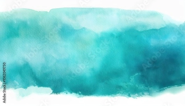 Fototapeta Vibrant Emerald Watercolor Wash. Abstract Artistic Background with Fluid Brushstrokes, Perfect for Modern Digital Art, Graphic Design Projects, and Tranquil Interior Decor Concepts