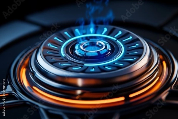 Fototapeta Futuristic, self-cleaning drain with neon accents, capturing the advanced design and high-tech aesthetic of future household utilities, symbolizing sophistication and efficiency