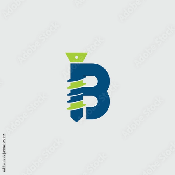 Obraz Screw Symbol With Letter B Logo