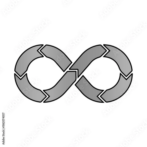 Fototapeta Continuous Integration and Delivery (CI/CD) Icon – An Infinity Loop, Representing DevOps Automation, Software Lifecycle, and Efficient Deployment – For Dark Backgrounds