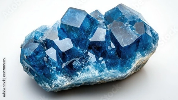Fototapeta Detailed shot of a beautiful blue crystal, showcasing unique patterns and glossy finish