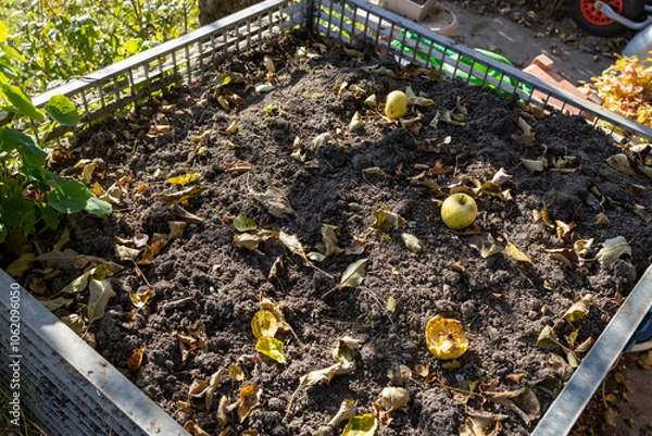 Obraz A full compost pile in the garden for the waste