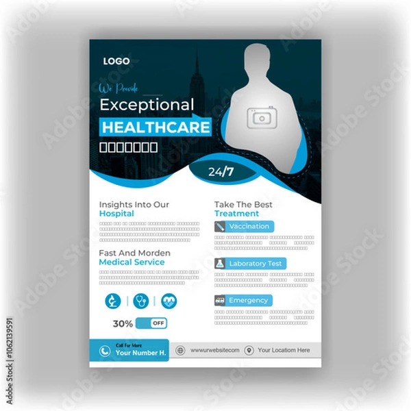 Obraz Healthcare Flyer template layout design with Creative Design.