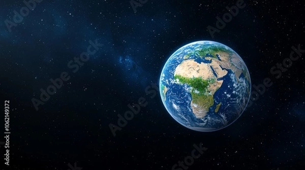 Fototapeta The planet Earth with a spectacular sunset, viewed from the US and Canada.
