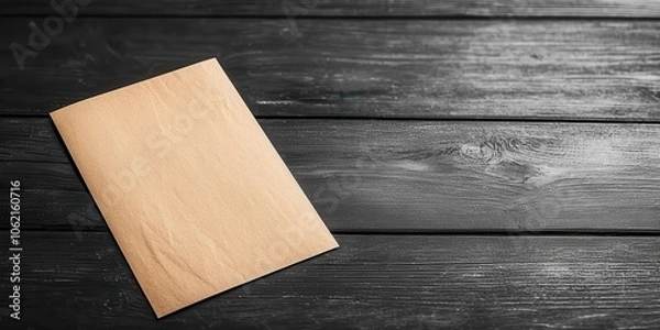 Fototapeta Mockup of a blank envelope on a dark wooden surface.