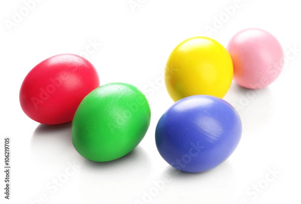 Obraz Colorful Easter eggs isolated on white