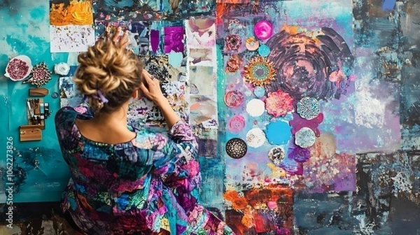 Fototapeta New Year inspiring vision board patterns for new beginnings