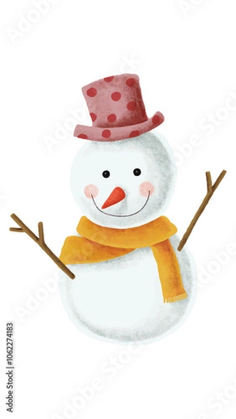 Obraz christmas snowman with Winter scarf isolated on white