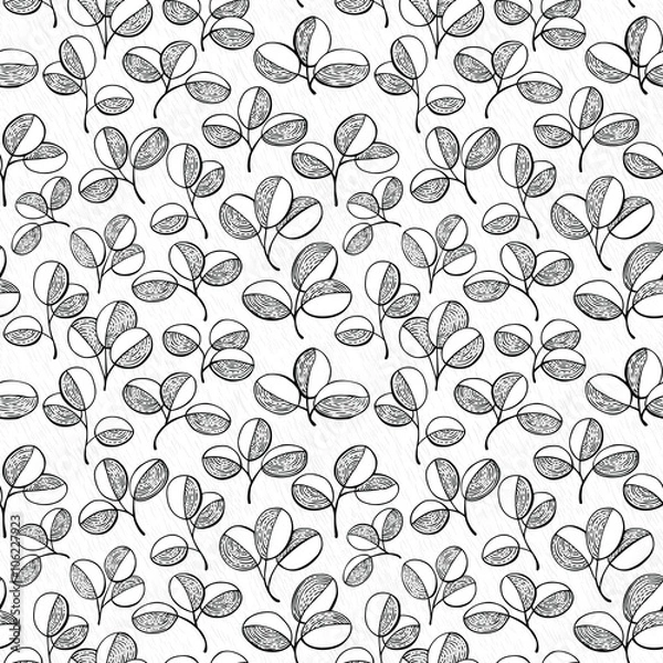 Obraz Vector abstract  leaves seamless pattern background in doodle style