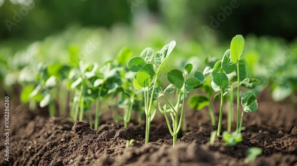 Fototapeta Soil Health Legumes have a symbiotic relationship with nitrogen-fixing bacteria in their root nodules. 