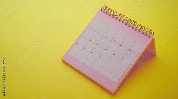 Obraz close up of calendar on the yellow background, planning for business meeting or travel planning concept