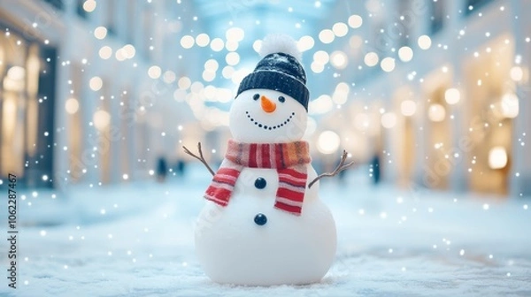 Fototapeta Snowman decorations on an empty hall, elegant and cute