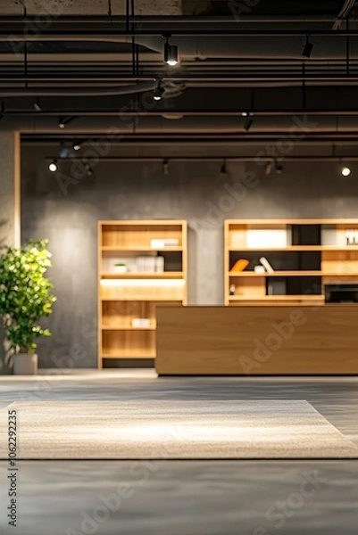 Obraz Empty business office with a blurred background, ready for product display.