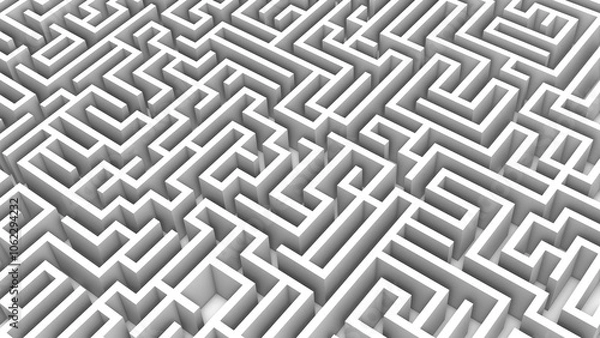 Fototapeta Puzzle Rectangular Maze Background in 3D Geometry in White Color