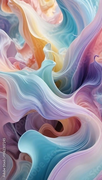 Fototapeta Soft swirling colors blend seamlessly to create an abstract artwork inspired by nature's beauty. Generative AI