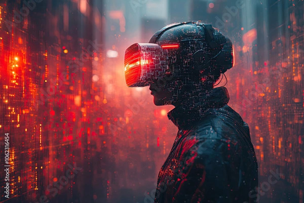 Fototapeta Futuristic Helmet with Glowing Visor