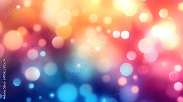 Fototapeta A soft bokeh effect with warm tones of orange, yellow, and blue, evoking a dreamy and tranquil ambiance.