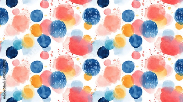 Fototapeta Vibrant abstract watercolor seamless pattern on a crisp white background ideal for fabric designs wallpaper or digital art projects