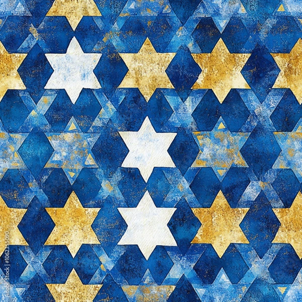 Obraz seamless background all over pattern of Hanukkah stars