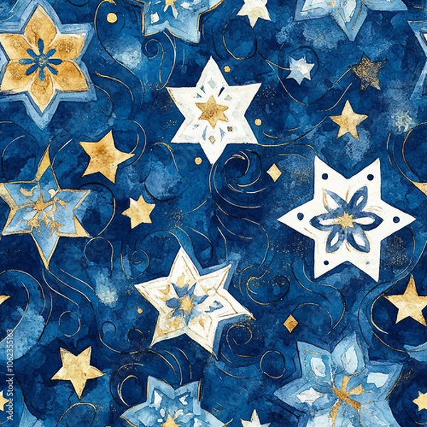 Obraz seamless background all over pattern of Hanukkah stars
