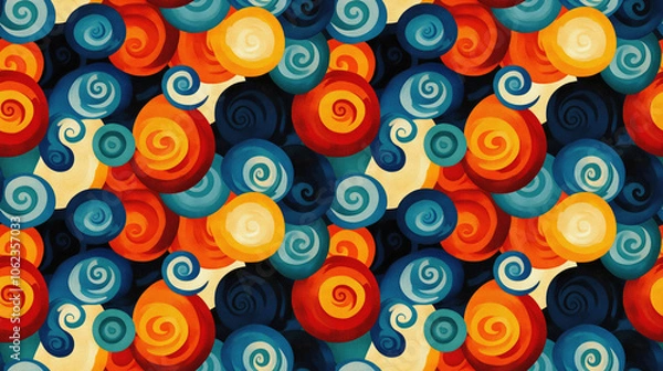 Fototapeta Seamless wallpaper pattern featuring vibrant swirl design ideal for interior decor projects
