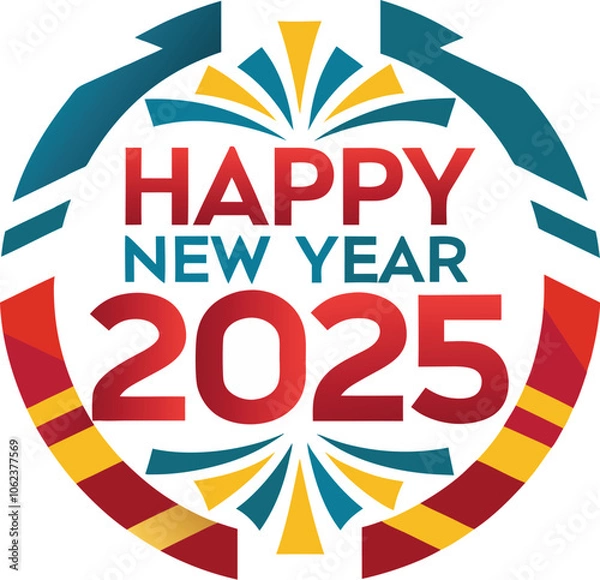 Obraz happy new year 2025 vector logo design