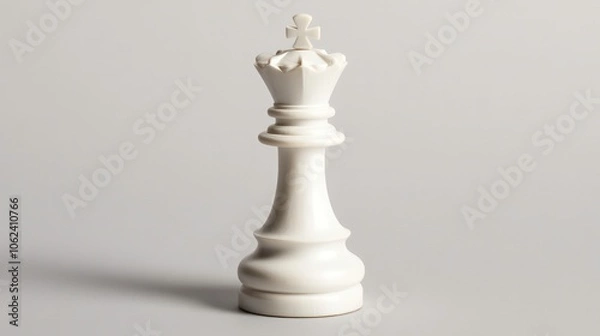 Fototapeta A white chess king piece displayed on a neutral background.