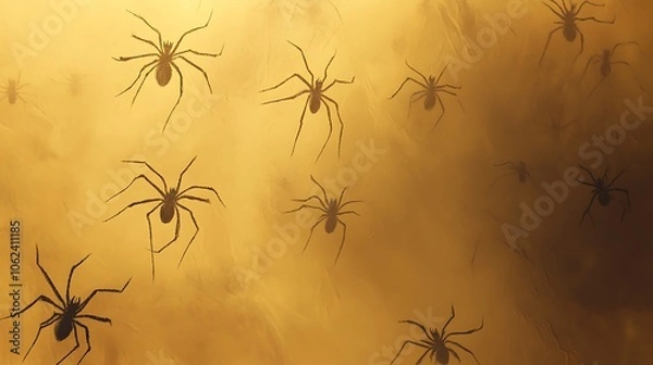 Fototapeta Halloween muted olive backdrop adorned with faint ghost shapes