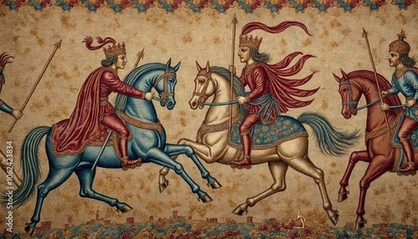 Obraz Ancient Tapestry Close-Up of Jousting Tournament
