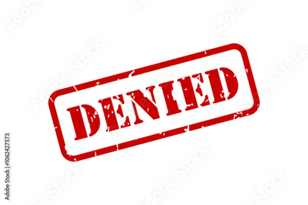 Fototapeta Denied red rubber stamp vector with texture isolated