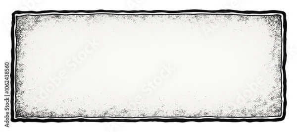 Obraz Vintage comic book panel: rectangular frame with rough distressed edges. Clean white interior space, hand-drawn black borders and weathered corners. Classic graphic novel aesthetic. Monochromatic.
