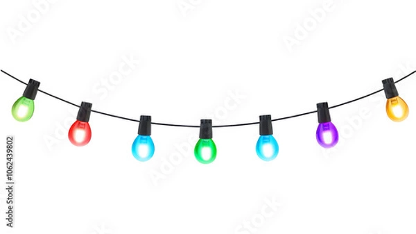 Fototapeta Christmas lights isolated on transparent background.