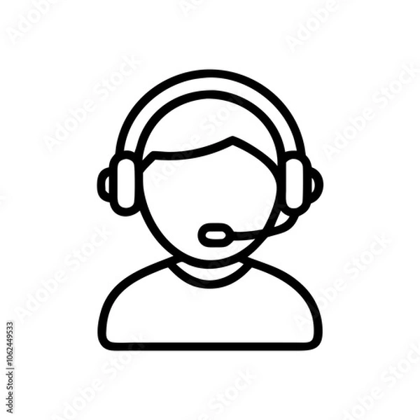 Fototapeta Customer support icon with headset for assistance and service