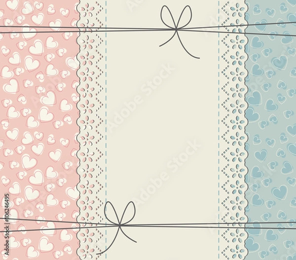 Obraz Stylish lace frame with cute hearts