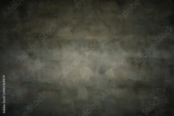 Obraz dark textured background from wall with grey spotted rough plaster and gradient vignette. artistic moody backdrop or blank for beautiful creative design