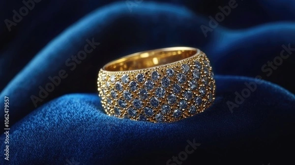 Obraz Photo of a stunning gold ring adorned with sparkling gems.