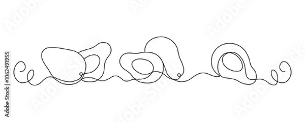 Fototapeta Fresh avocado drawn with continuous line in minimalism, single line, editable vector outline.
