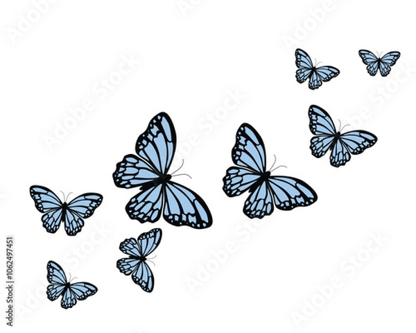 Fototapeta flock of butterfly design vector hand drawn