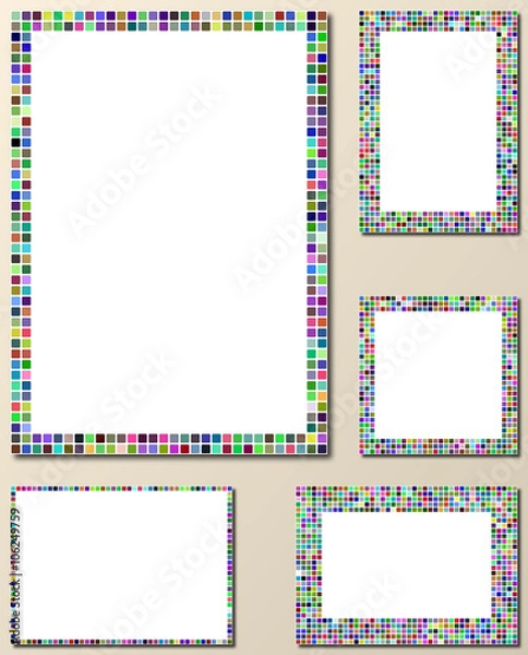 Fototapeta Multicolor pixel mosaic page layout template set