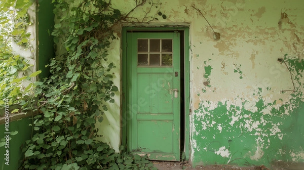 Obraz old house with green door