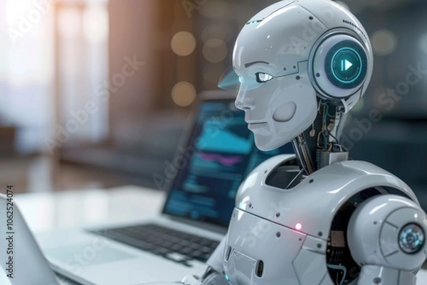 Fototapeta AI-driven customer service, illustrating tech in business