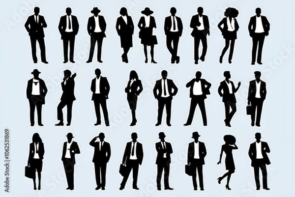 Fototapeta Collection of People Silhouettes for Professional Design Use