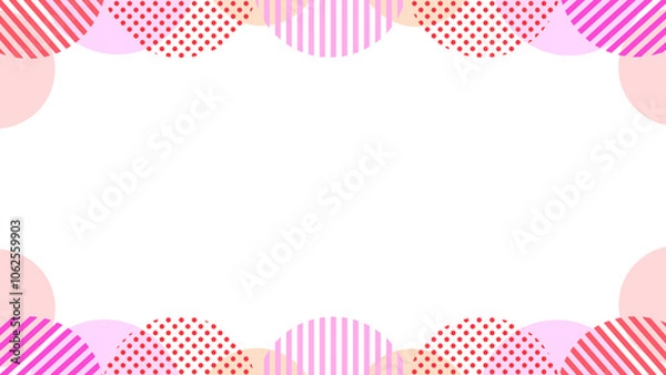 Fototapeta 幾何学フレーム　飾り　枠　素材　ポップ　ウェーブ　抽象的　おしゃれ　ストライプ　ボーダー　水玉　シンプル　見出し　タイトル　囲み　表紙　ポスター　16:9