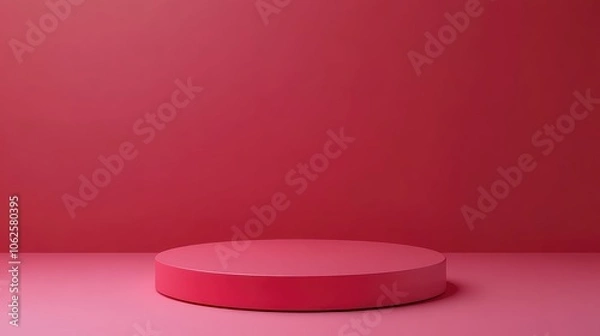 Obraz A Single Red Circular Platform Against a Red Gradient Background