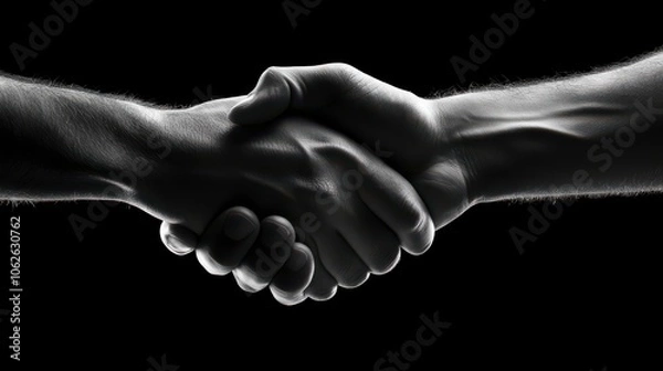 Obraz Two hands shaking in a silhouette.