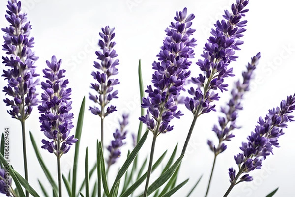 Fototapeta lavender flowers isolated on white background, bunch of lavender, bouquet of lilac