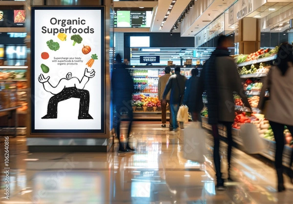 Fototapeta Indoor Supermarket Ad Sign Mockup With Generative AI